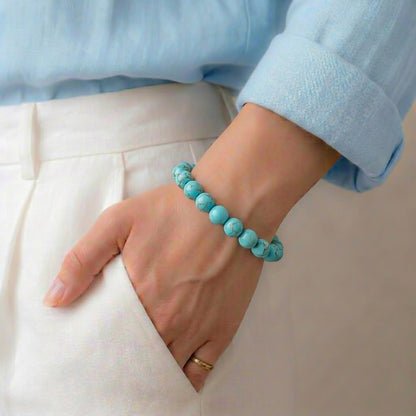 Natural Turquoise Crystal Bracelet for Healing & Luck