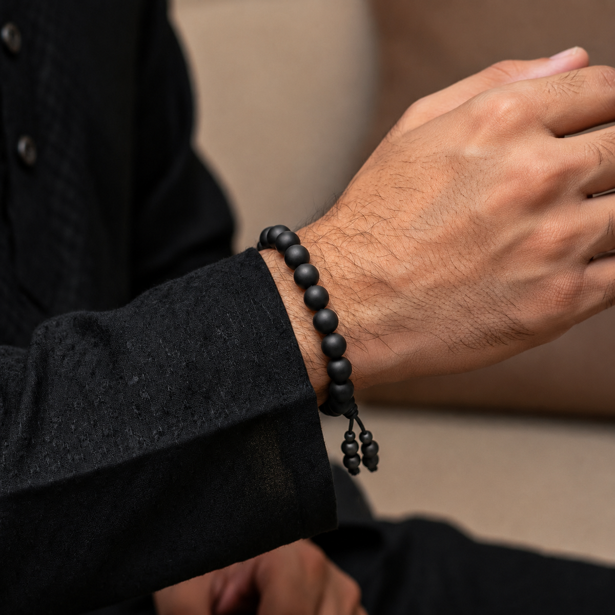 Karungali Bracelet worn on wrist