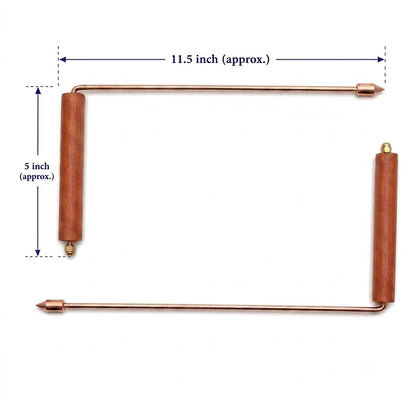 Copper Dowsing L Rod Set – Dimensions: 11.5 inch rod, 5 inch handle