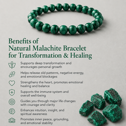 Natural Malachite Bracelet for Transformation & Healing