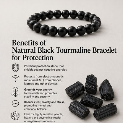 Natural Black Tourmaline Bracelet for Protection
