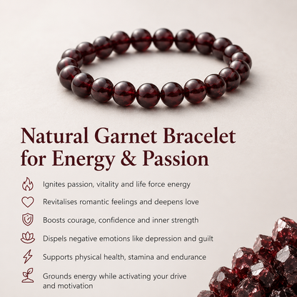 Natural Garnet Bracelet for Energy & Passion